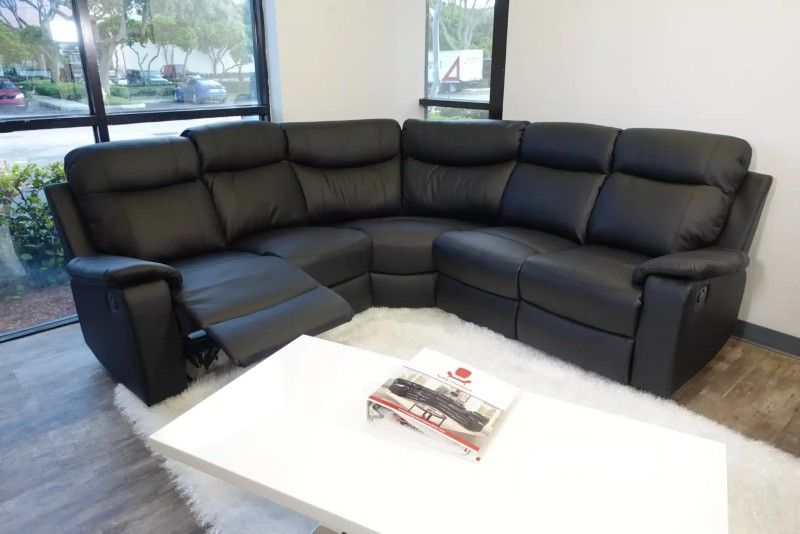 Power Black Sectional With Recliners