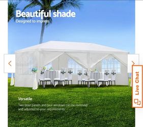 10 ft. x 20 ft. White Wedding Party Canopy Tent Outdoor Gazebo with 6-Removable Sidewalls&venta&%$