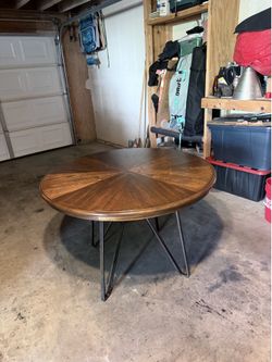 Solid wood round table sturdy.
