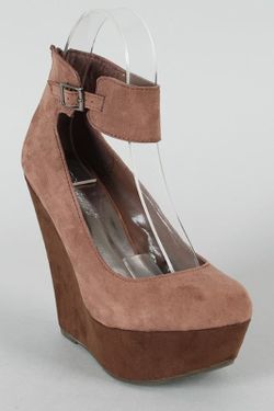 Brown two toned suede wedges