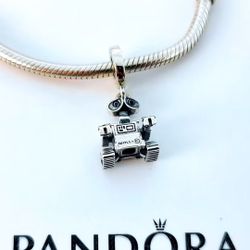 Genuine PANDORA Disney Pixar Wall-E Silver Dangle Charm W/Pouch