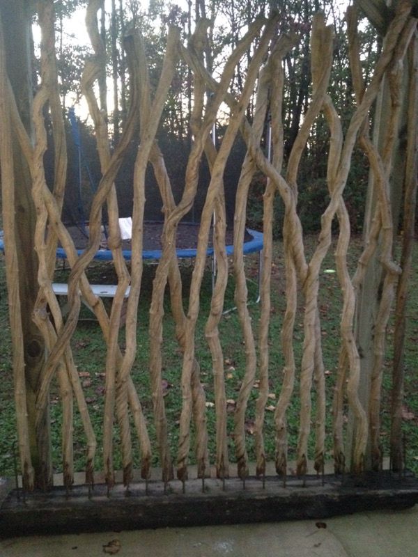 Room Divider 6'Wx8'H Artist Made Train Track Bean Sticks Molded Iron Brackets Rustic Modern Farm