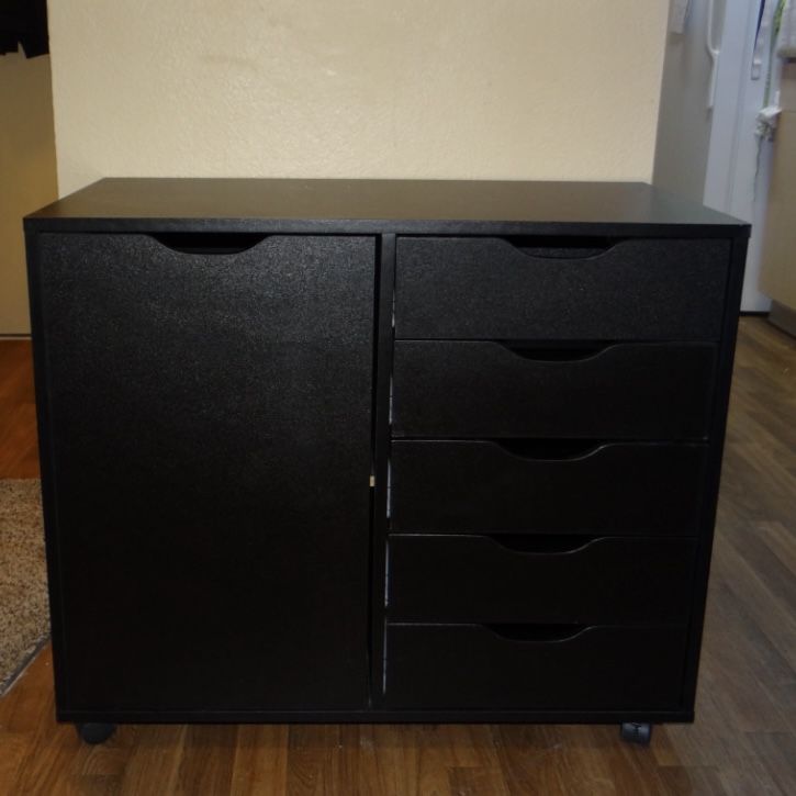 Black Rolling Cabinet 5 Drawers
