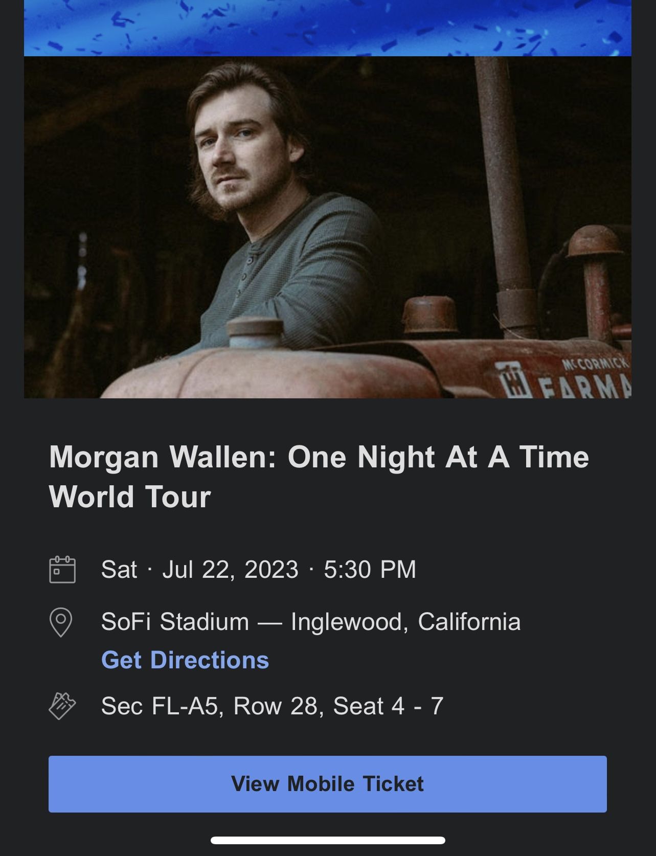 2 Morgan Wallen Tickets FLOOR (LA SOFI) Or Best Offer Each