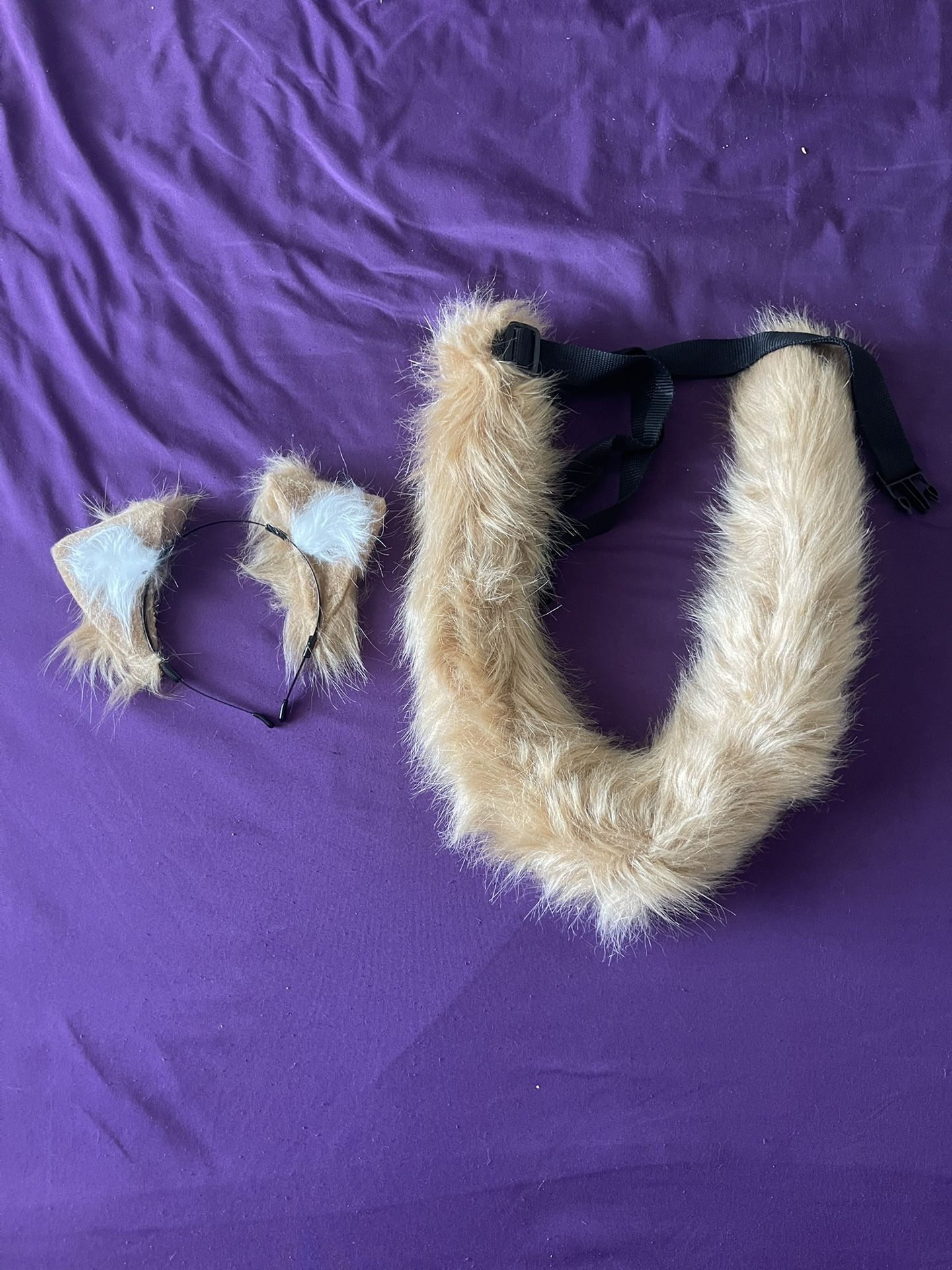 Cosplay Blonde Cat Ears Headband And Tail