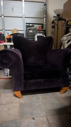 Dark Purple Velvet Wingback Accent Chair