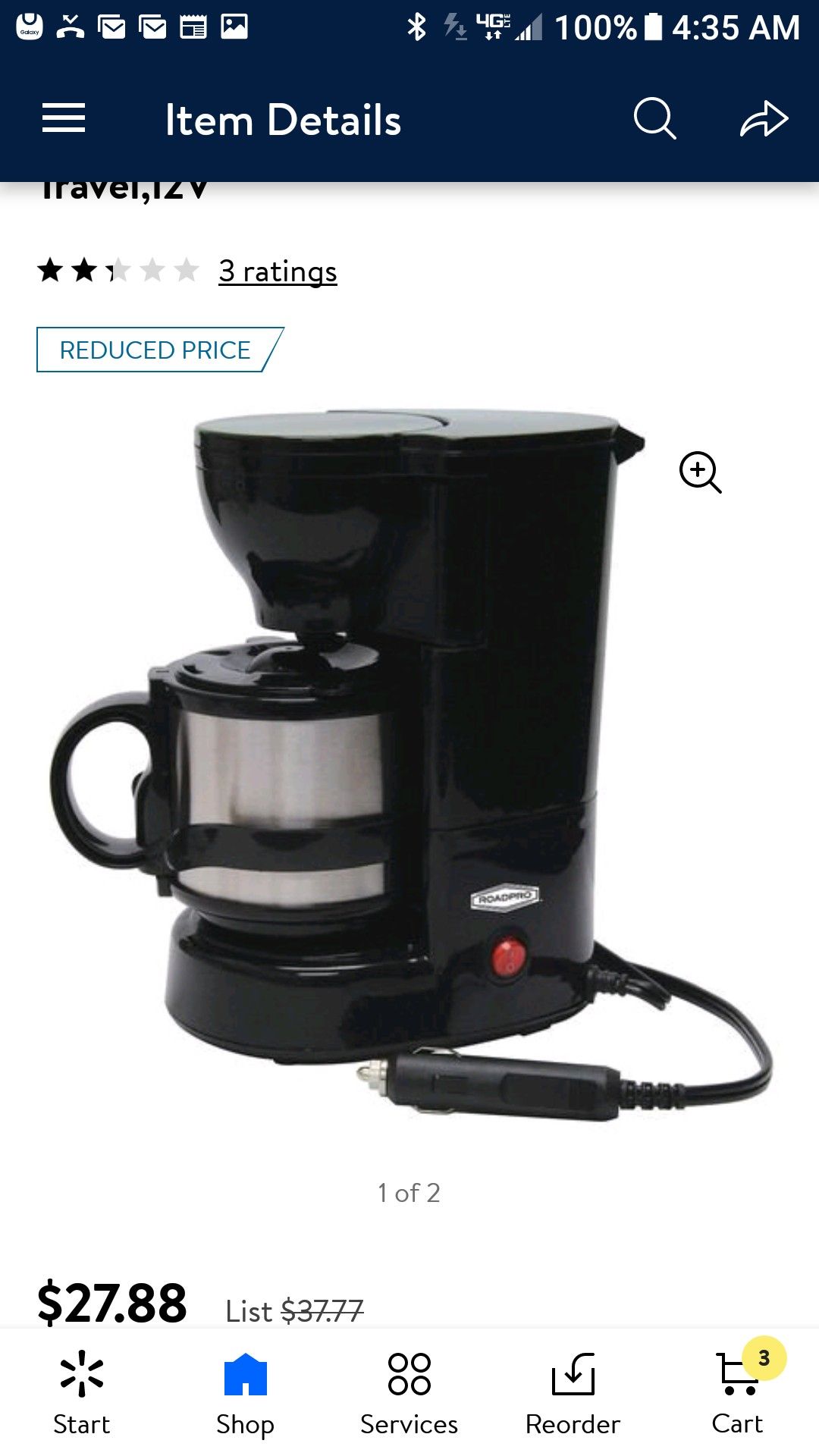 RoadPro® 12-Volt Coffee Maker with 20oz. Glass Carafe