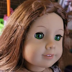 Vintage American Girl Doll With  Wavy Aburn Hair And Green Eyes.