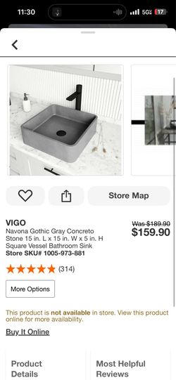 VIGO Concrete Stone Vessel Sink (15" x 15") - Modern Matte Gray