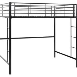 Metal Loft Bunk Bed, Twin Size, Black
