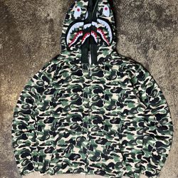 A Bathing Ape Camo Shark Hoodie- BAPE