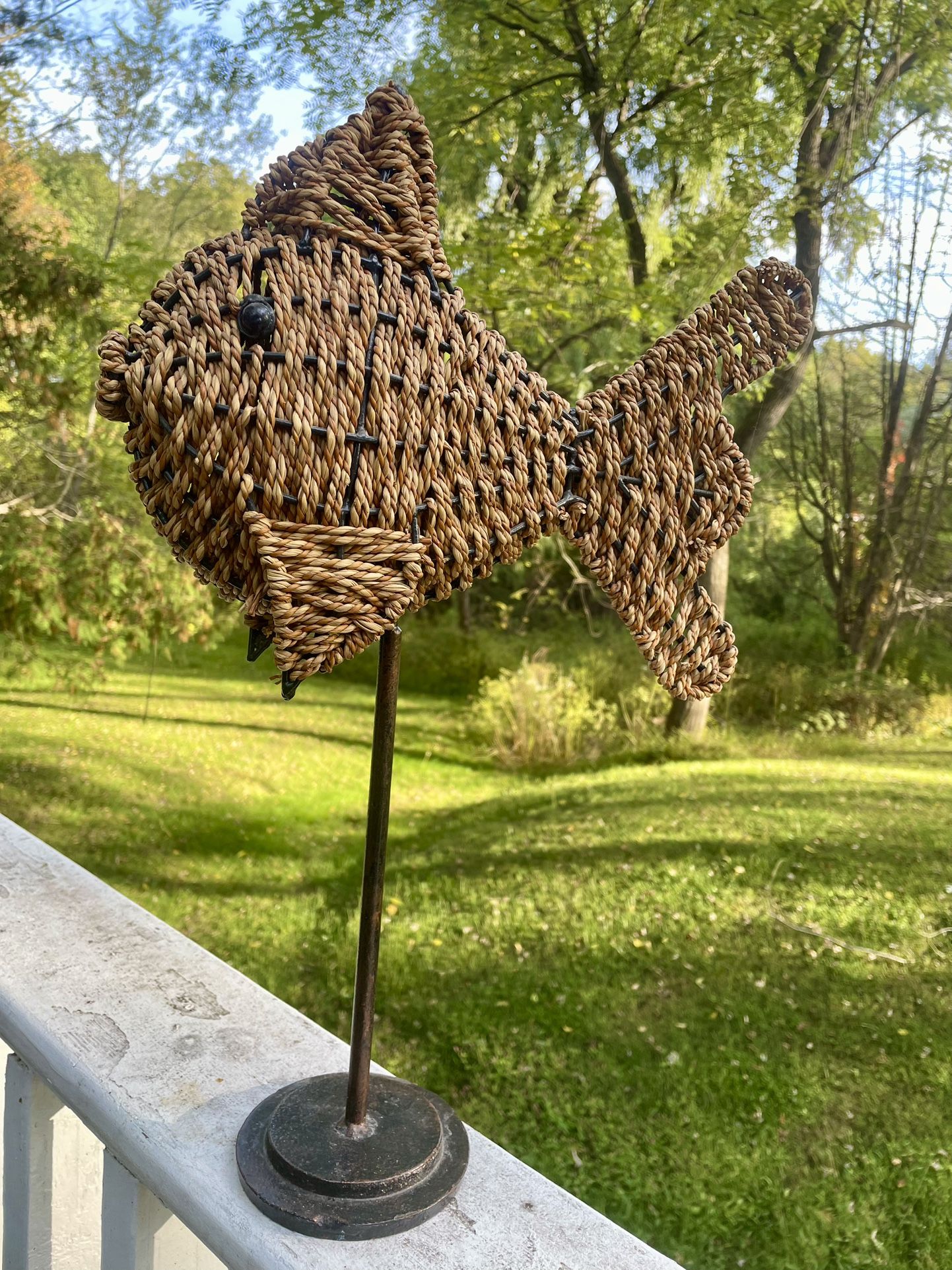 π Fish Home Decor On Metal Stand Made Out Of Wicker