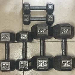 SET OF DUMBBELLS (PAIRS OF) : 10s  25s  55s 