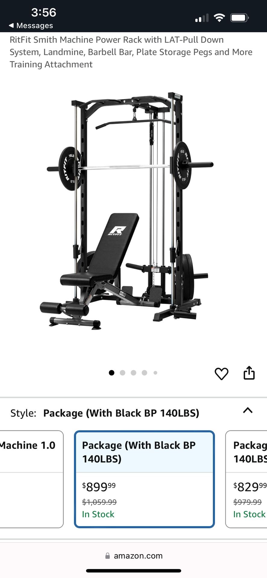 RitFit Smith Machine Power Rack with LAT-Pull Down System, Landmine, Barbell Bar, Plate Storage Pegs and More Training Attachment