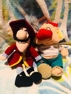 Disney Store Lot of 3 Captain Hook Crock Smee Bean Bag  8"