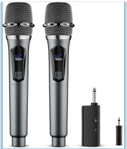 Wireless Microphone,Professional Dual Handheld Cordless Dynamic Mic System