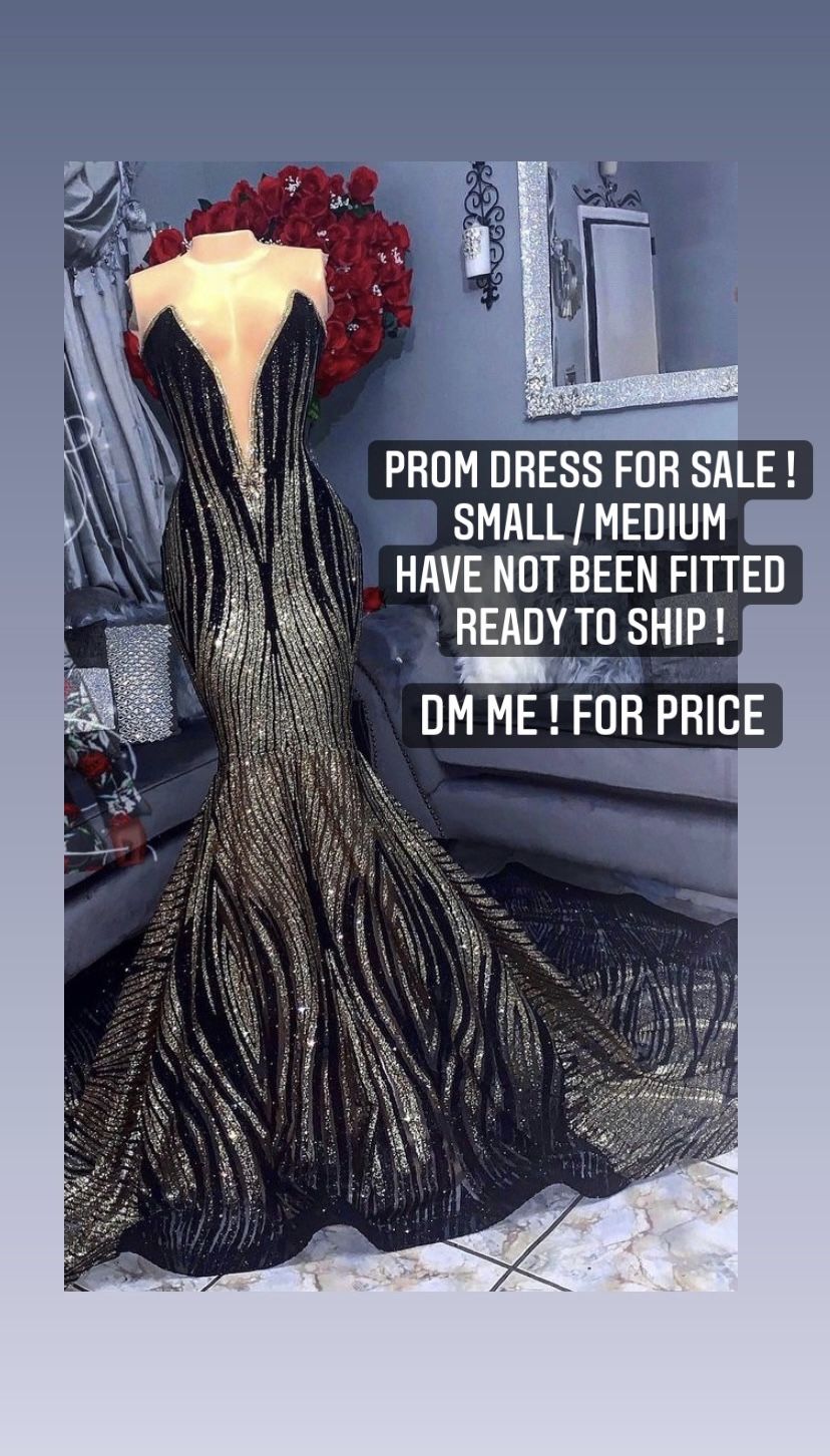 Prom Dress, Black And Gold