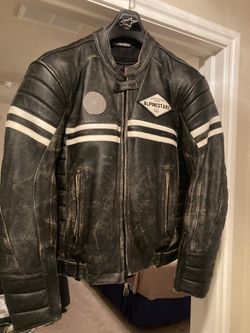 ALPINESTARS BLACK LEATHER MOTORCYCLE BIKE JACKET - LIKE NEW MINT CONDITION 
