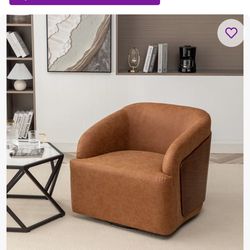 Leather swivel Barrel Chair