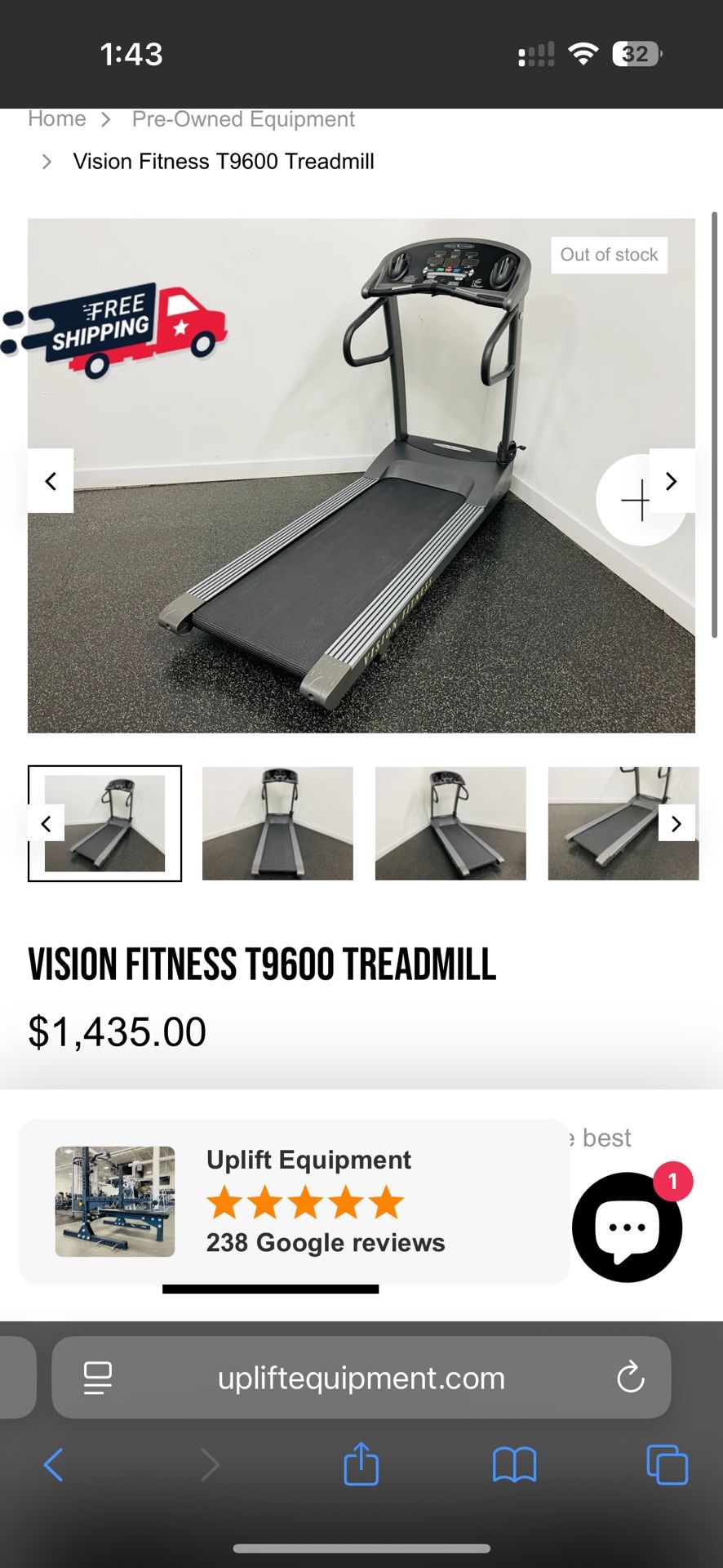 Treadmill Vision Fitness Premier. Brand New $1500