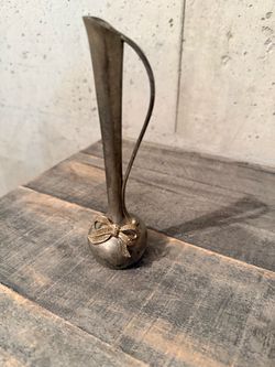 Vintage Silver Metal Bud Vase with Bow Detail