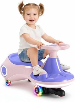 12V Electric Wiggle Car for Kids, 3-in-1 Ride on Toy with Pedal, Wiggle Scooter with Flashing Wheels, Easy Assembly Swing Vehicle with Rechargeable Ba