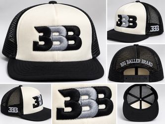 Big Baller Brand BBB Black & White Trucker Snapback Hat – 3B Logo Mesh Back
