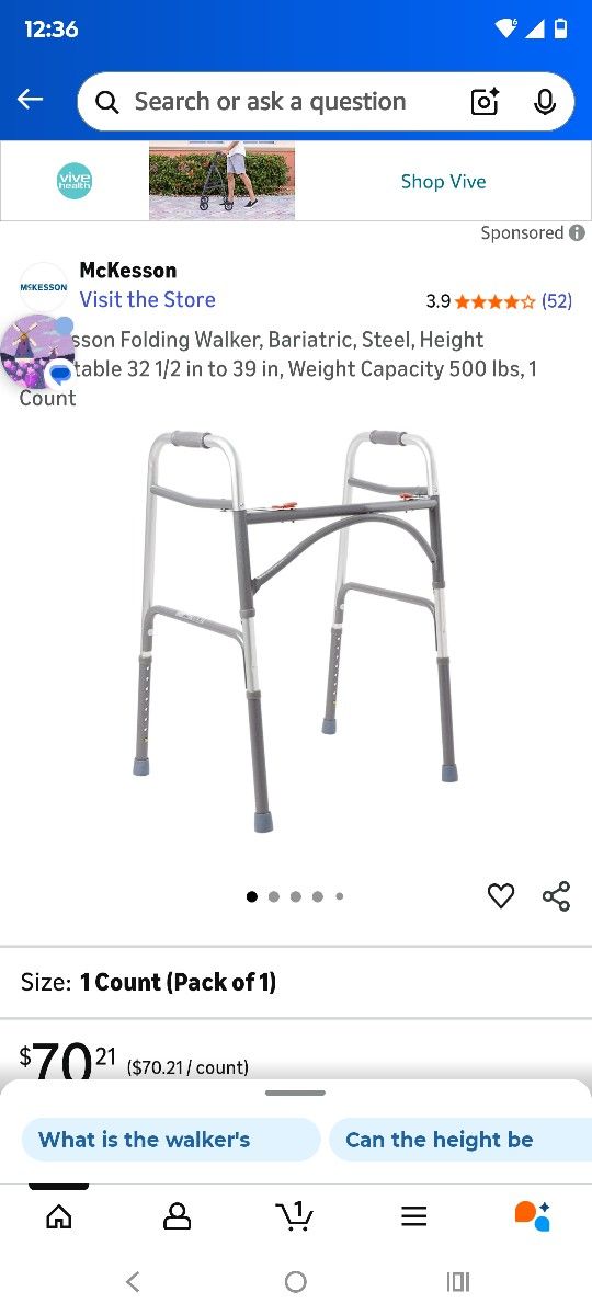 Heavy Duty Folding Walker