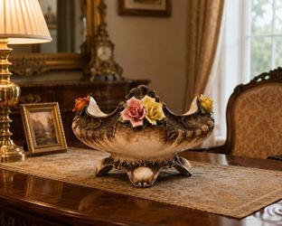Vintage Italian Capodimonte Porcelain Floral Centerpiece Vase