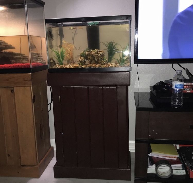 Fish Tank With Stand And LED Top