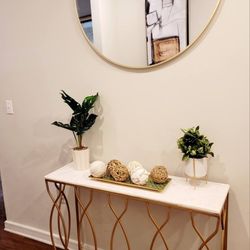 Entry Hallway Furniture Bundle (table , mirror , decor and 3 large paintings)