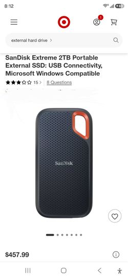 SanDisk Extreme 2TB Portable External SSD: USB Connectivity, Microsoft Windows Compatible
