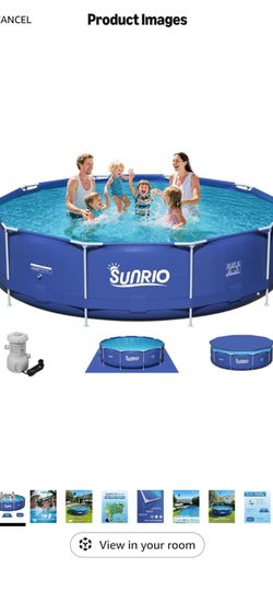 SUNRIO FRAME POOL 12FT ×33IN WITH FILTER PUMP AND FLOOR COVER