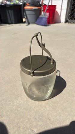Antique Glass Jar with Metal Lid and Bail Handle