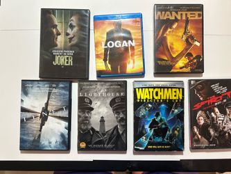 DVD & Blu-ray Movie Lot: Joker, Logan, Wanted, The Lighthouse, Watchmen DC