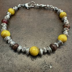 Yellow and Brown Beaded Bracelet