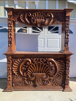 Intricate Hand-Carved Spanish-Style Rustic Bar – 90” Tall x 75” Wide
