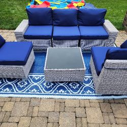Outdoor Patio Sofa Set And Area Rug