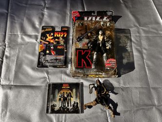 KISS Collectibles Lot – Gene Simmons Figures, Ace Frehley Car, Love Gun CD – $50 OBO