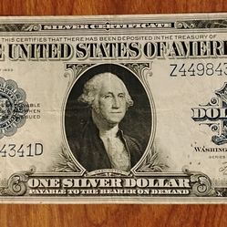 1923 USA America Large Size Horse Blanket Silver Certificate $1 Dollar Banknote Currency Bill