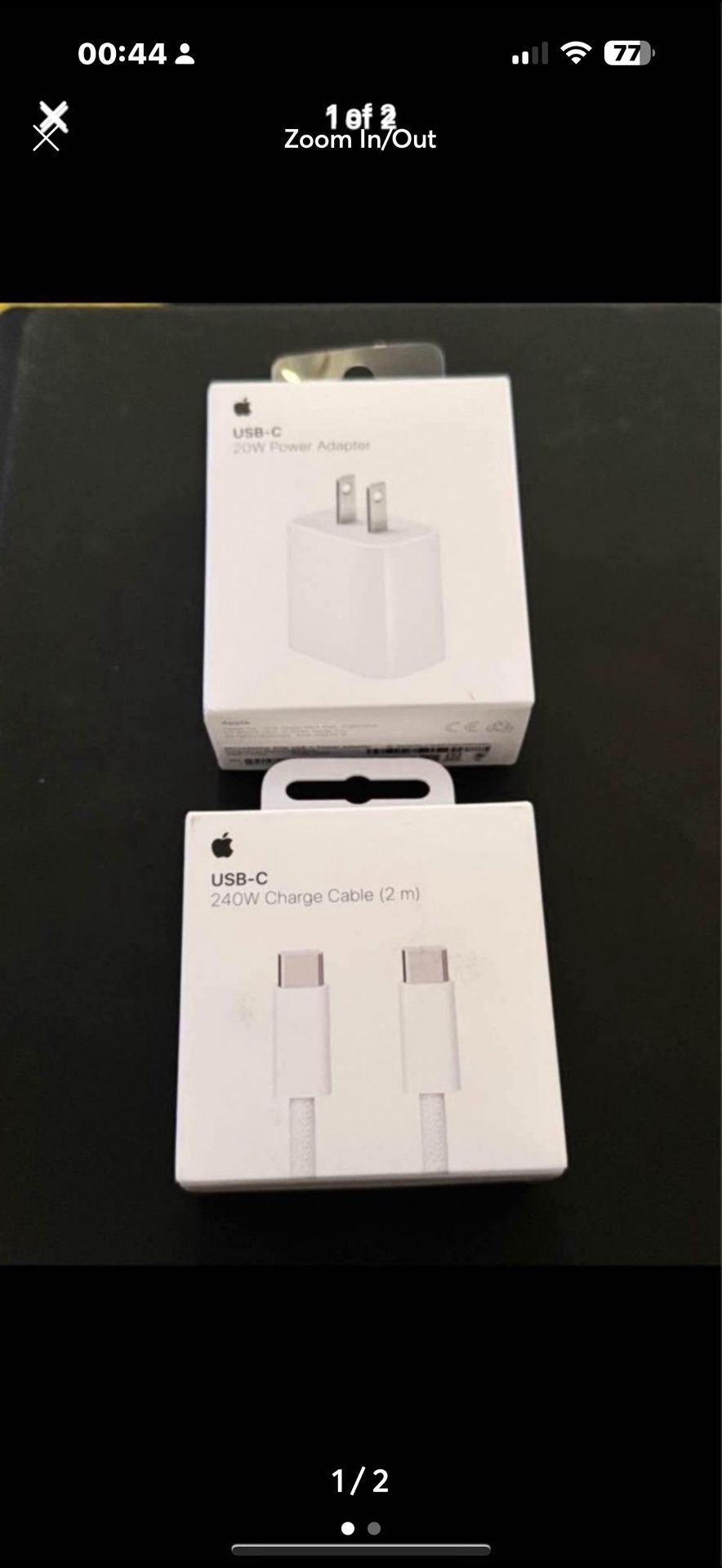 Brand New Authentic Apple 2 METER 240W USB-C Fast Charging Cable & Apple USB-C 20W Adapter