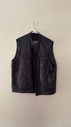 Leather motorcycle vest
