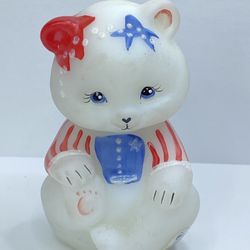 Fenton Star And Stripes Bear Figurine Hand Painted USA Patriotic A697