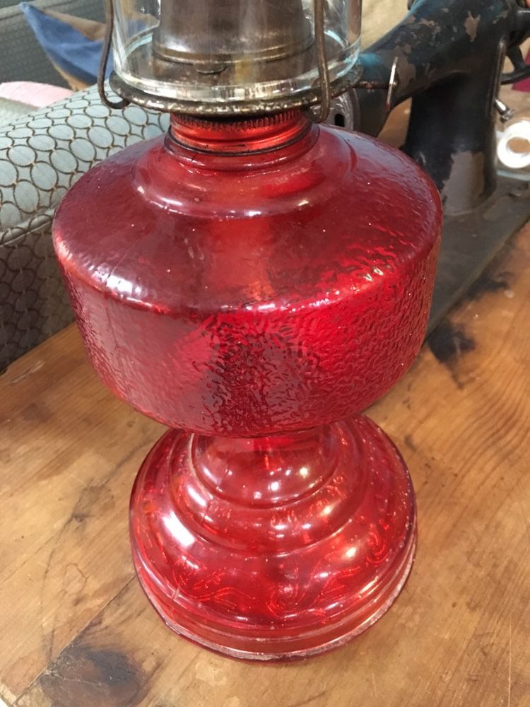Antique Red Oil Lamp