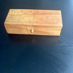 Vintage Wooden Domino Set with Sliding Drawer Box