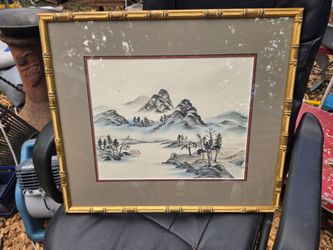 Framed Asian Landscape Print 20" x 23