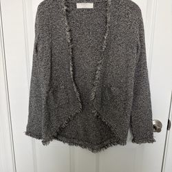 Zara Knit Womens Metallic Distressed Open Front Cardigan Sweater Medium