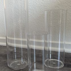 Plastic Cylinder Vases 3 Piece Set 