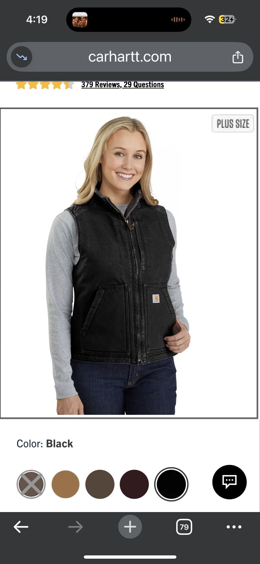 Women’s Black Carhartt Vest