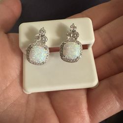 Sterling Silver Opal Earrings